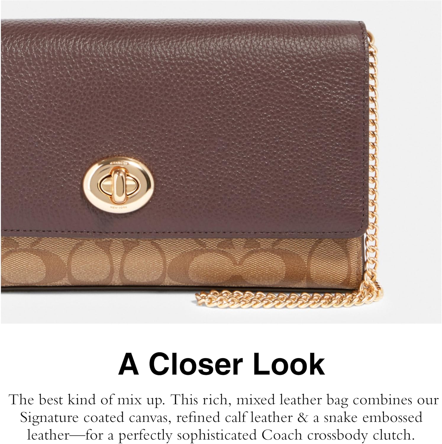 COACH Signature Snake Mix Bowery Clutch