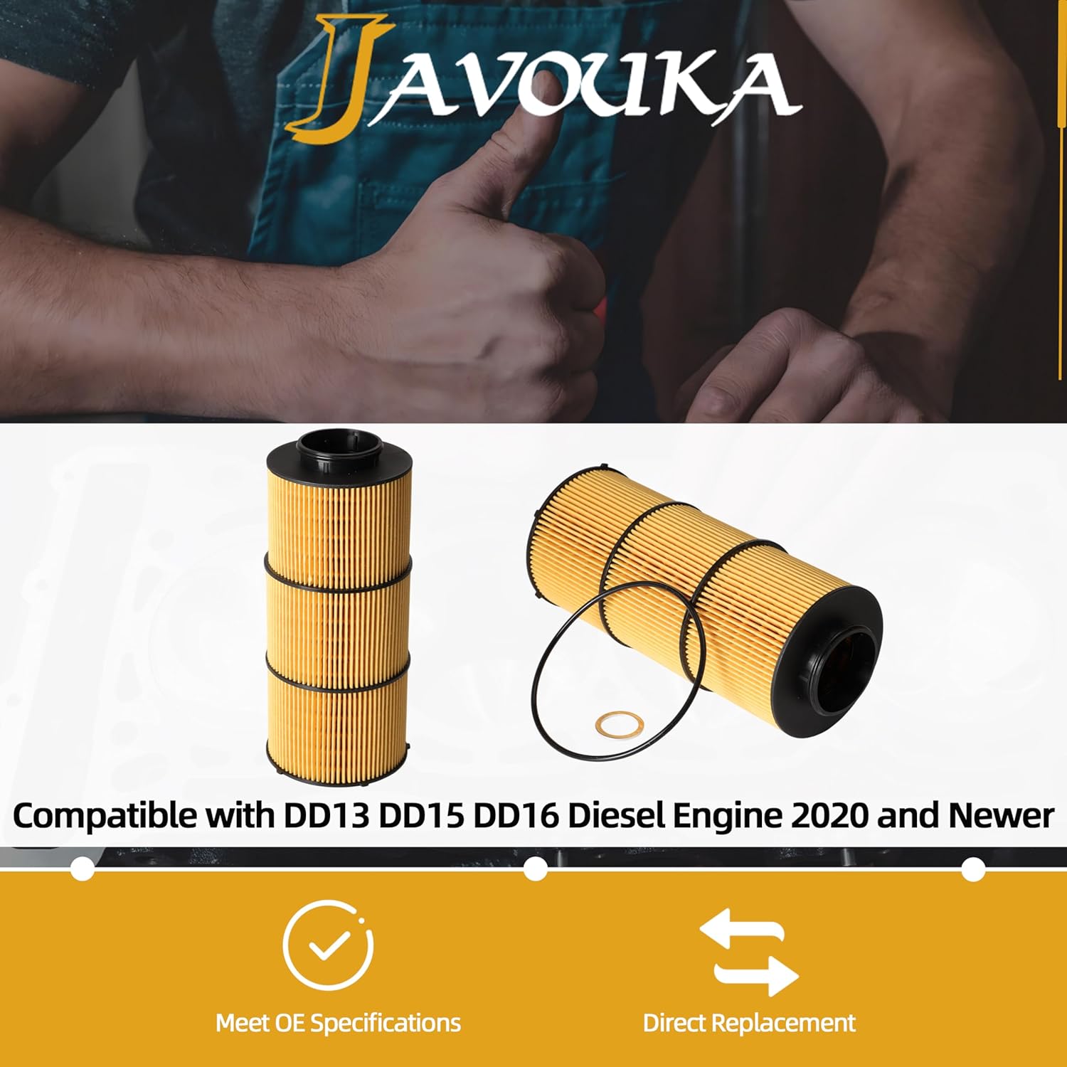 2pcs LF17800 Oil Filter Compatible with DD16 DD15 and DD13 Diesel Engines 2020 and Newer, Lube Filter Replaces OE #LF17810, P582506, A4711800009, A4711800209, A4721842325
