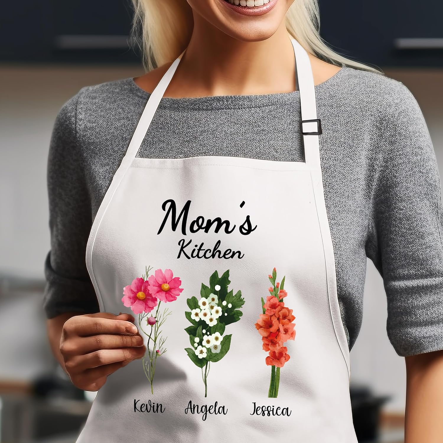 Personalized Apron for Women, Custom Mom Gifts, Grandma Gifts, Mothers Day Gifts for Women, Birthday Gifts For Mama, Birth Mont Flower Nana's Garden Gifts for Gigi, Mommy, Mimi - Image 8