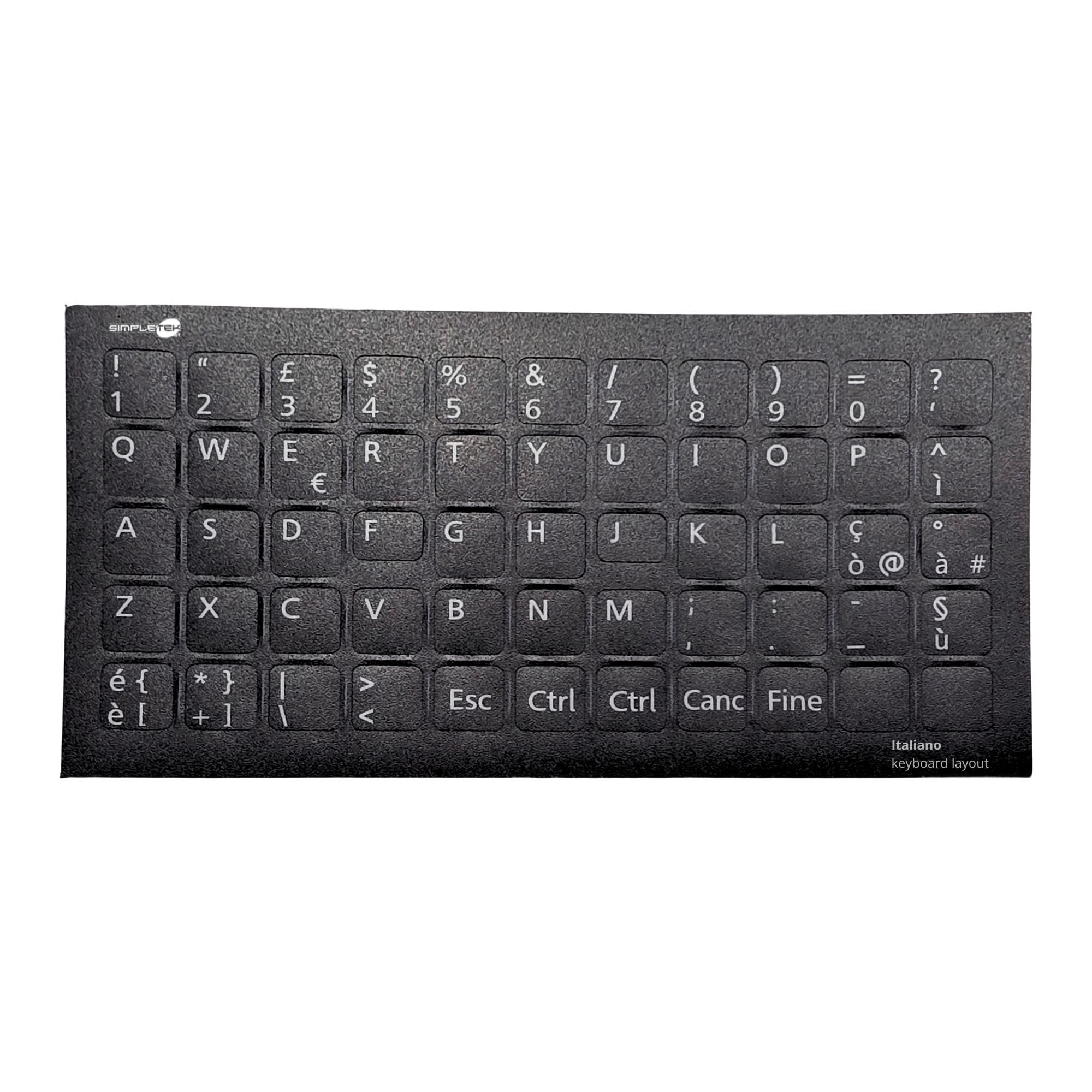 SIMPLETEK - Pegatinas para teclado con disposición italiana para ordenador portátil, ordenador o teclado QWERTY negro mate (paquete de 100 unidades)