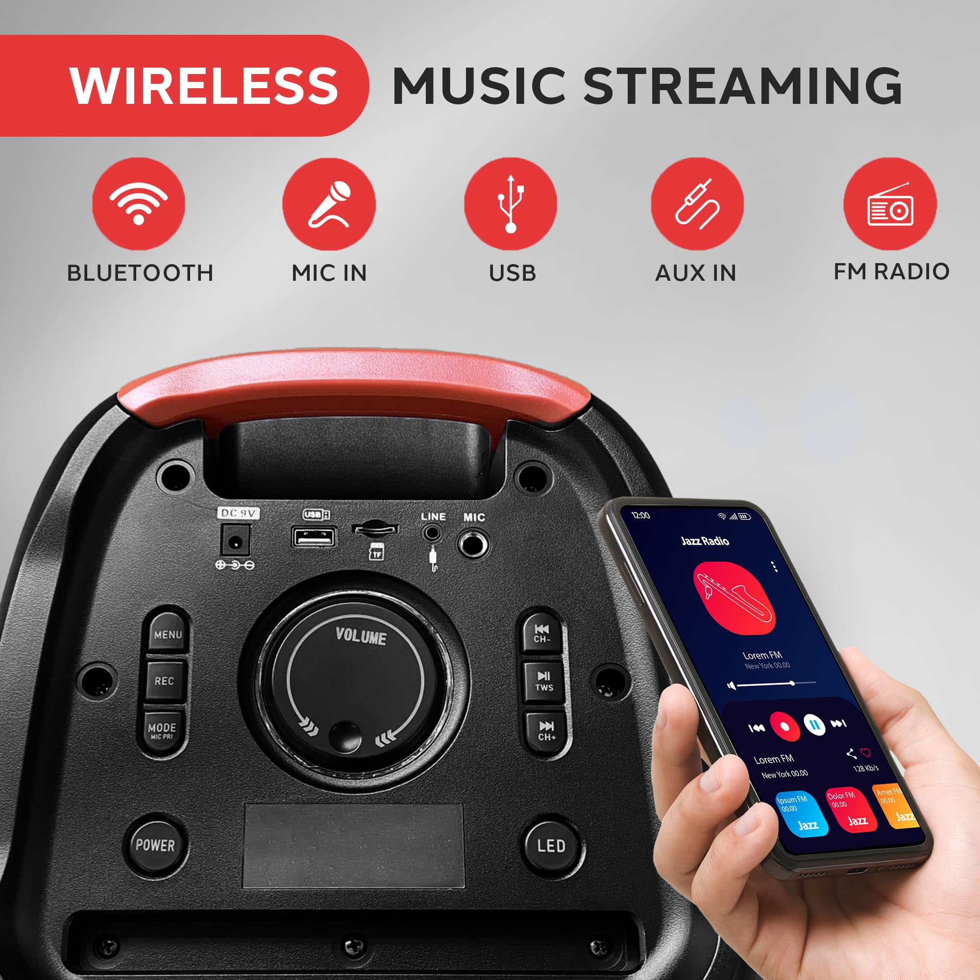 Pyle Audio Large Bluetooth Party Speaker - Big Bluetooth Speaker with True Wireless Stereo System - Enjoy Powerful Bass and Clear Treble - Big Speaker with Carry Bag