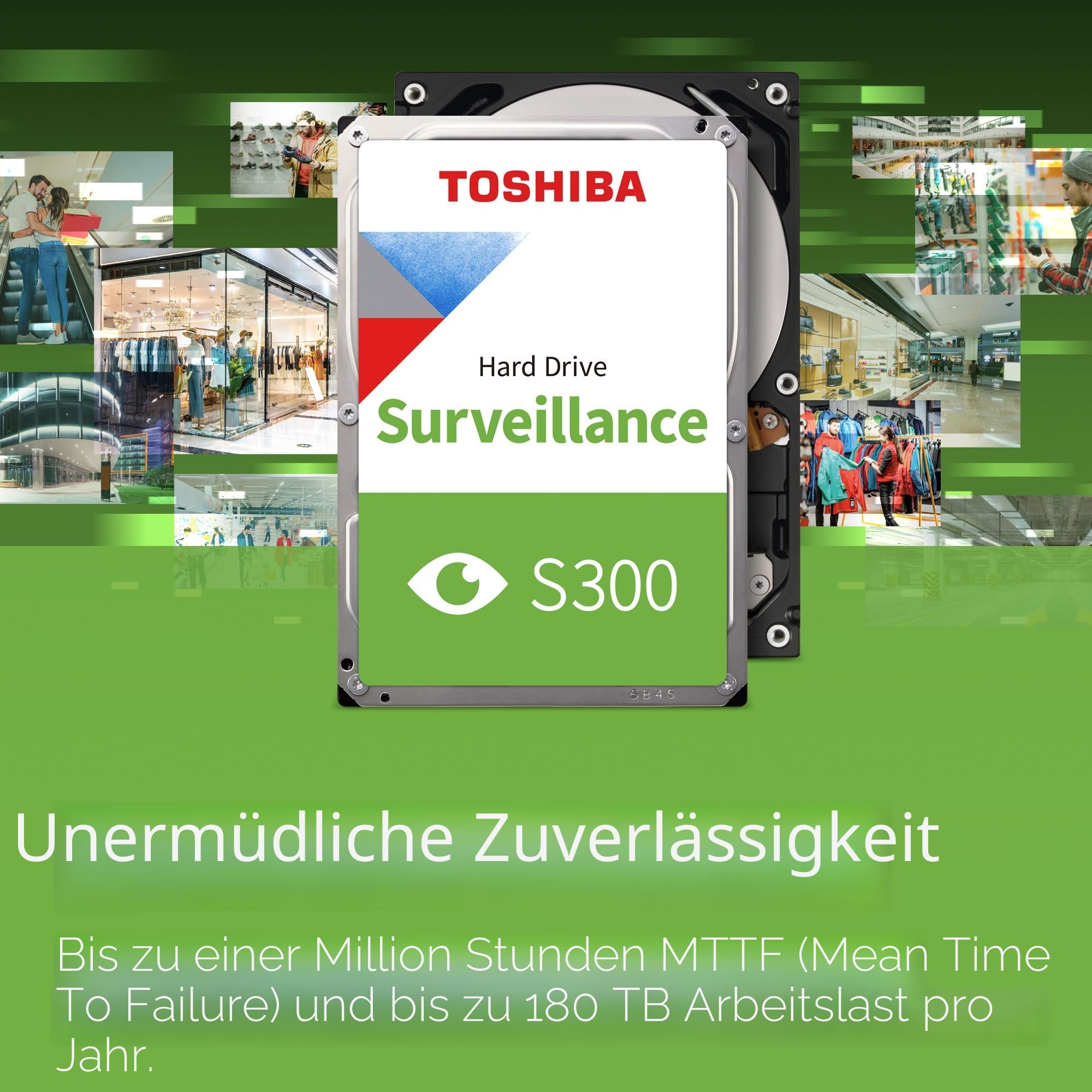 Toshiba 4TB S300 Surveillance HDD - 3.5' SATA Internal Hard Drive Supports up to 64 HD cameras at a 180TB/Year workload (HDWT720UZSVA)