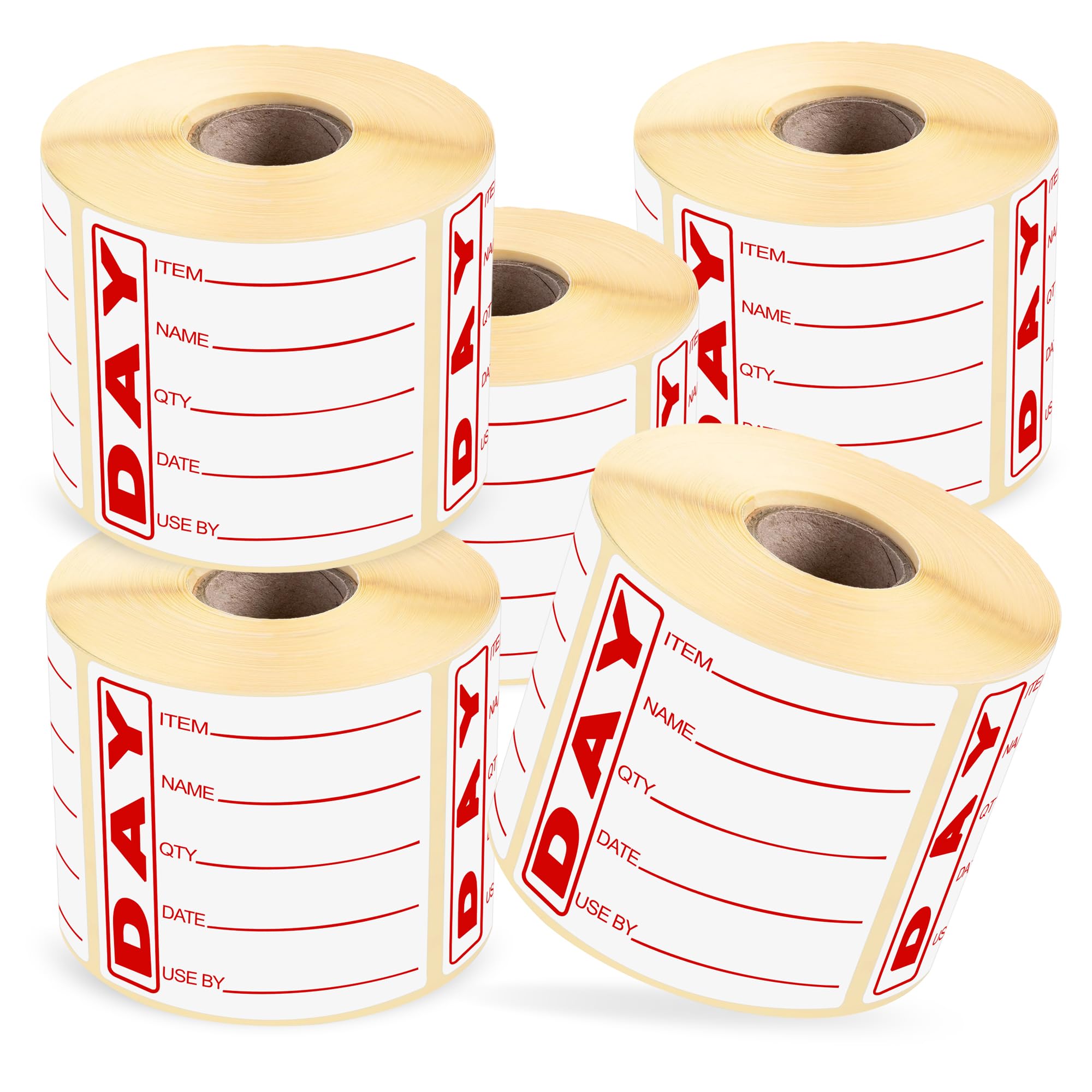 G4GADGET 5 Rolls Yellow Food Labels – 500 Labels Per Roll – 2500 “Use By” Stickers – Writable 50x75mm Prep Tags – Bulk Pack for Restaurants & Catering