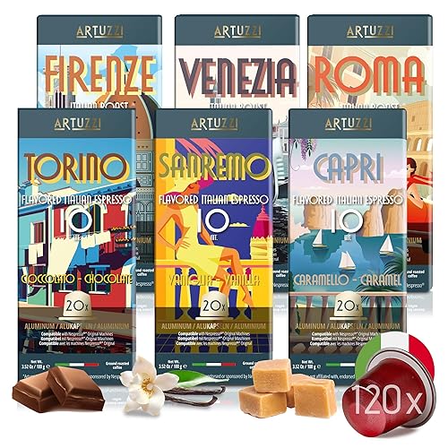 Artuzzi Cápsulas de café expreso de 120 unidades para máquinas originales compatibles con Nespresso, variedad de café italiano, Ristretto Lungo