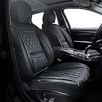 Elantrip Capa de assento de carro de luxo com design de diamante, almofada lombar de couro para carro, capa protetora SUV preta impermeável e antiderrapante para caminhão, carro, 1 par