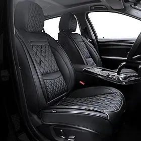 Elantrip Capa de assento de carro de luxo com design de diamante, almofada lombar de couro para carro, capa protetora SUV preta impermeável e antiderrapante para caminhão, carro, 1 par