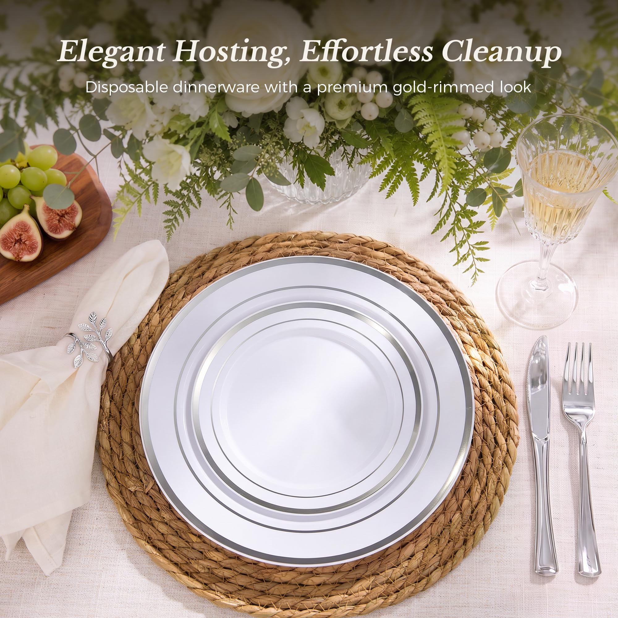 200 Silver Disposable Plates - Party & Event Plates -2 200 Silver Disposable Plates - Party & Event Plates -2