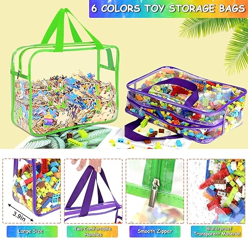 Miniatura 3 de 6 paquetes de bolsas grandes de almacenamiento para juguetes con etiquetas, reutilizables, transparentes, de PVC, para juegos de mesa, bolsas