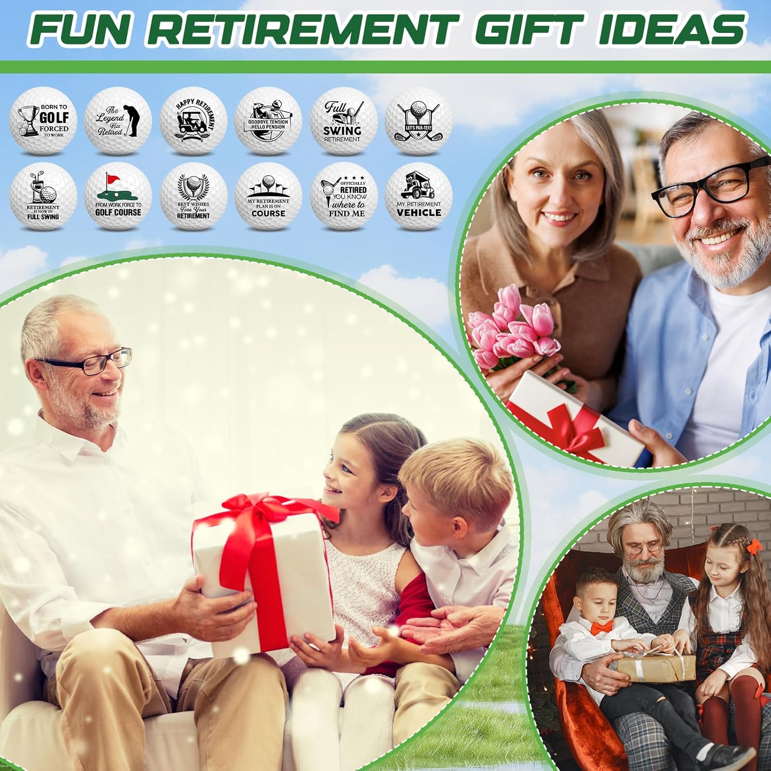 Arrowbash Retirement Golf Balls with Tees and Gift Box Funny Retirement Gifts for Dad Coworkers Golfers Husband
