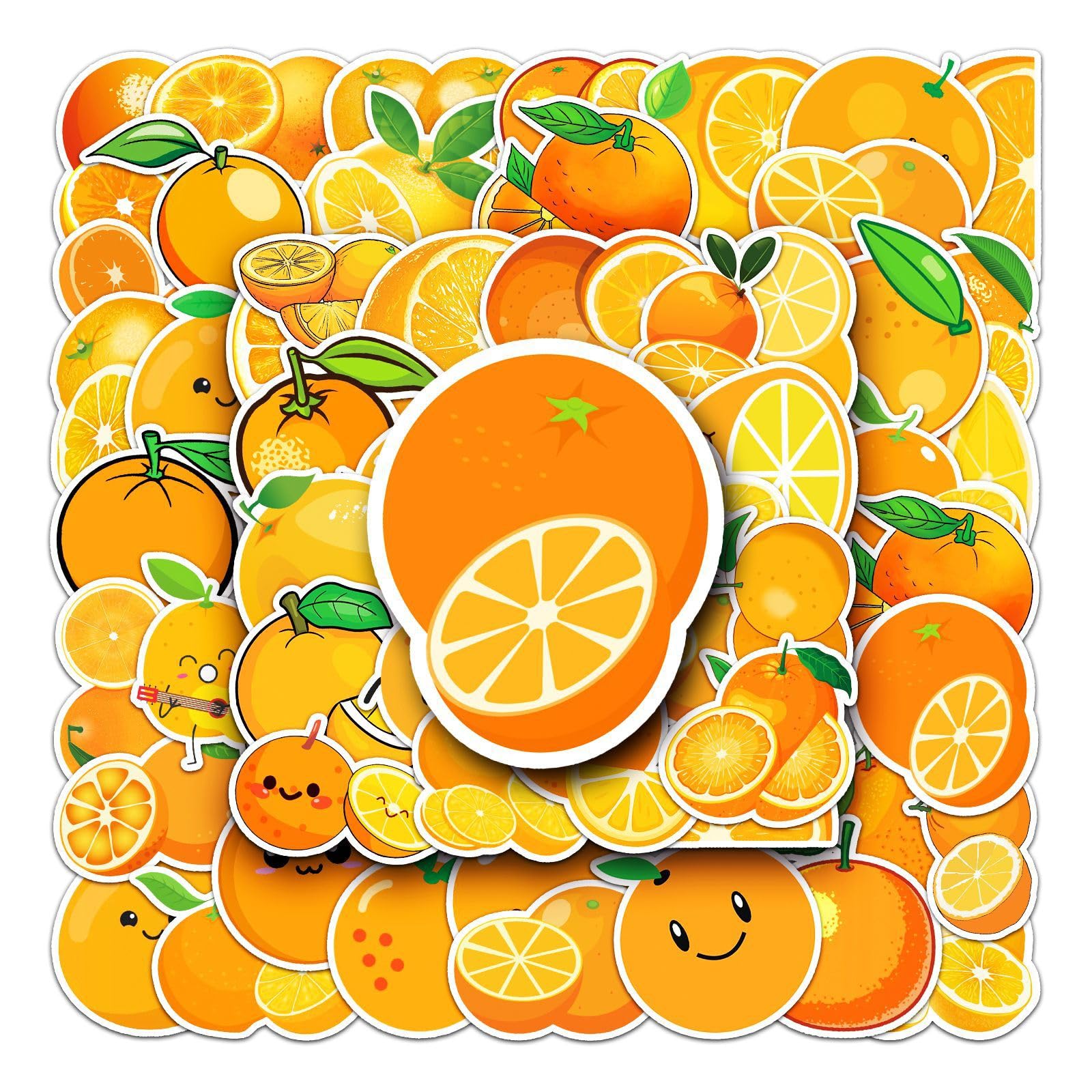 Orange Stickers Pack 50PCS Aesthetic Vinyl Kids Fruit Sticker Decals Stickers for Hydro Flask Laptop Water Bottle Stickers for Kids Toddlers Teens Girls Adults Bumper Car Planner Stickers (Orange)