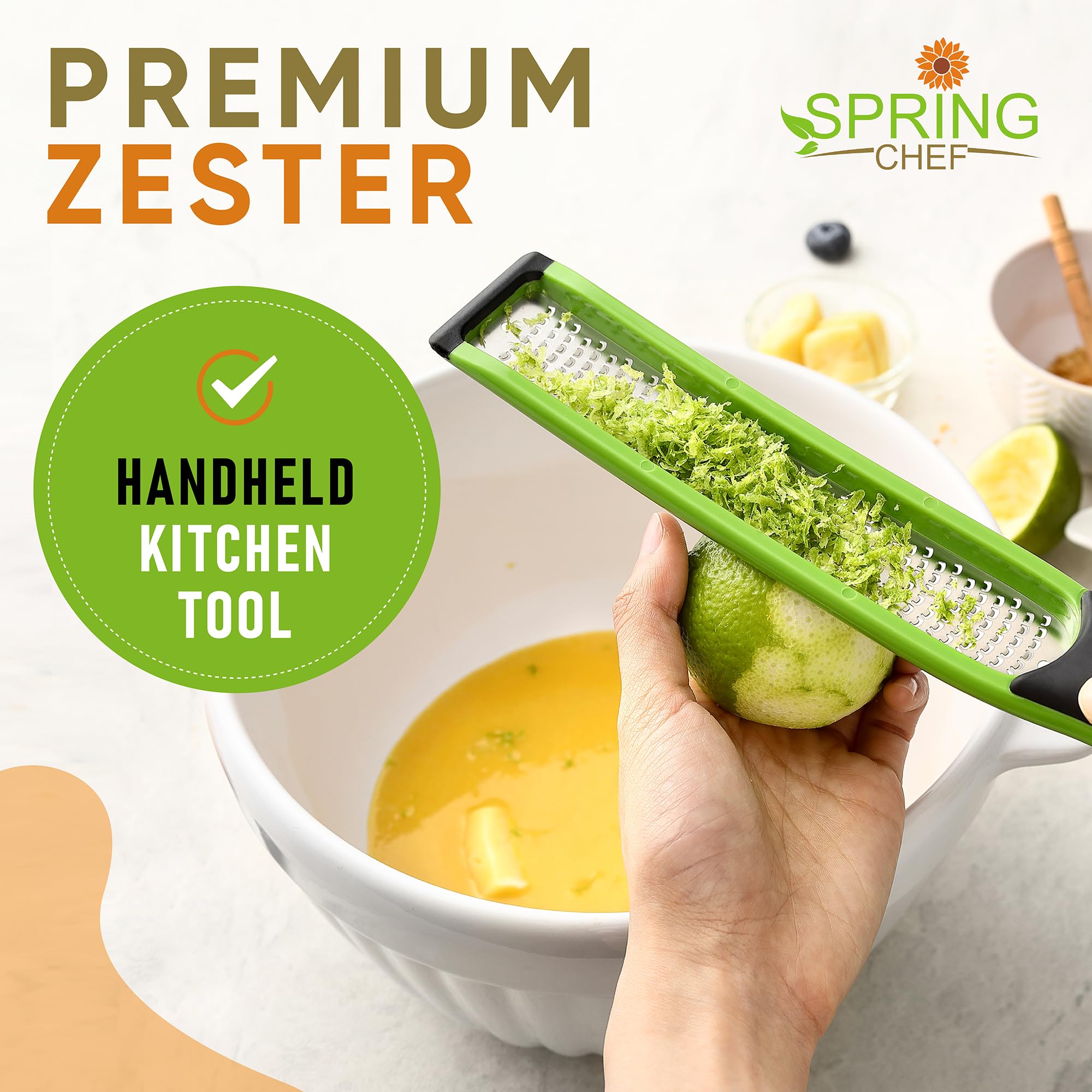 Spring Chef Stainless Steel XL Box Grater & Premium Lemon Zester - 2 Product Bundle - Green - Image 6