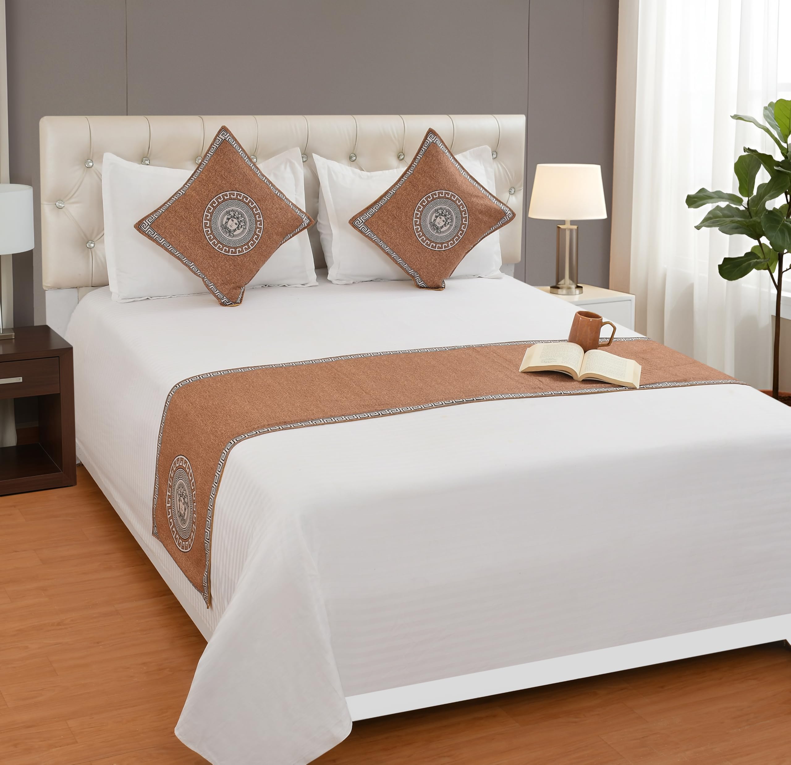 Shri Anand Creations Premium Velvet King Size Bed Runner with 2 Cushion Covers. Bed Runner 18x100 inches, Cushion Covers 16x16 inches-picture-18