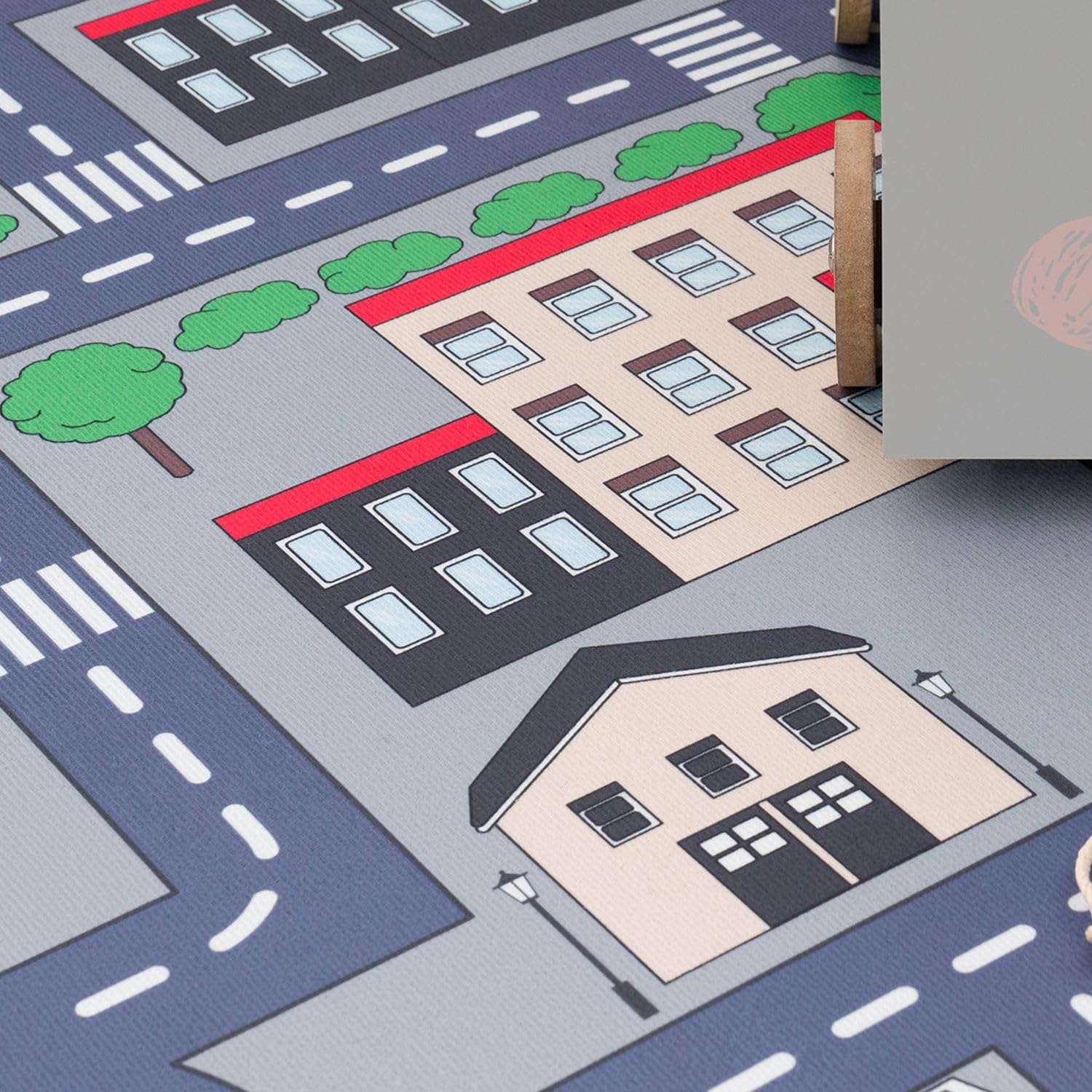 TT Home Tappeto da gioco per la camera dei bambini con motivo di strade e auto, in grigio, Dimensione:160x220 cm