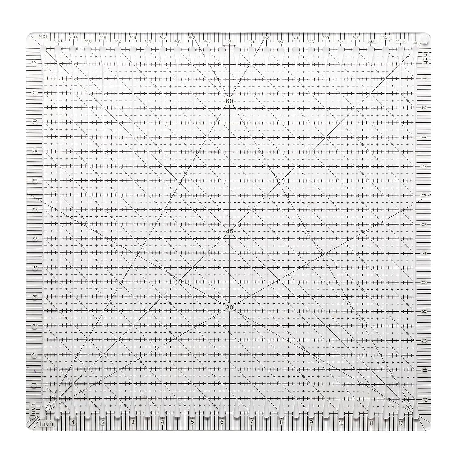 Quilting Ruler, 12.5 x 12.5 Inches, Slotted Design for Precise Fabric Cutting