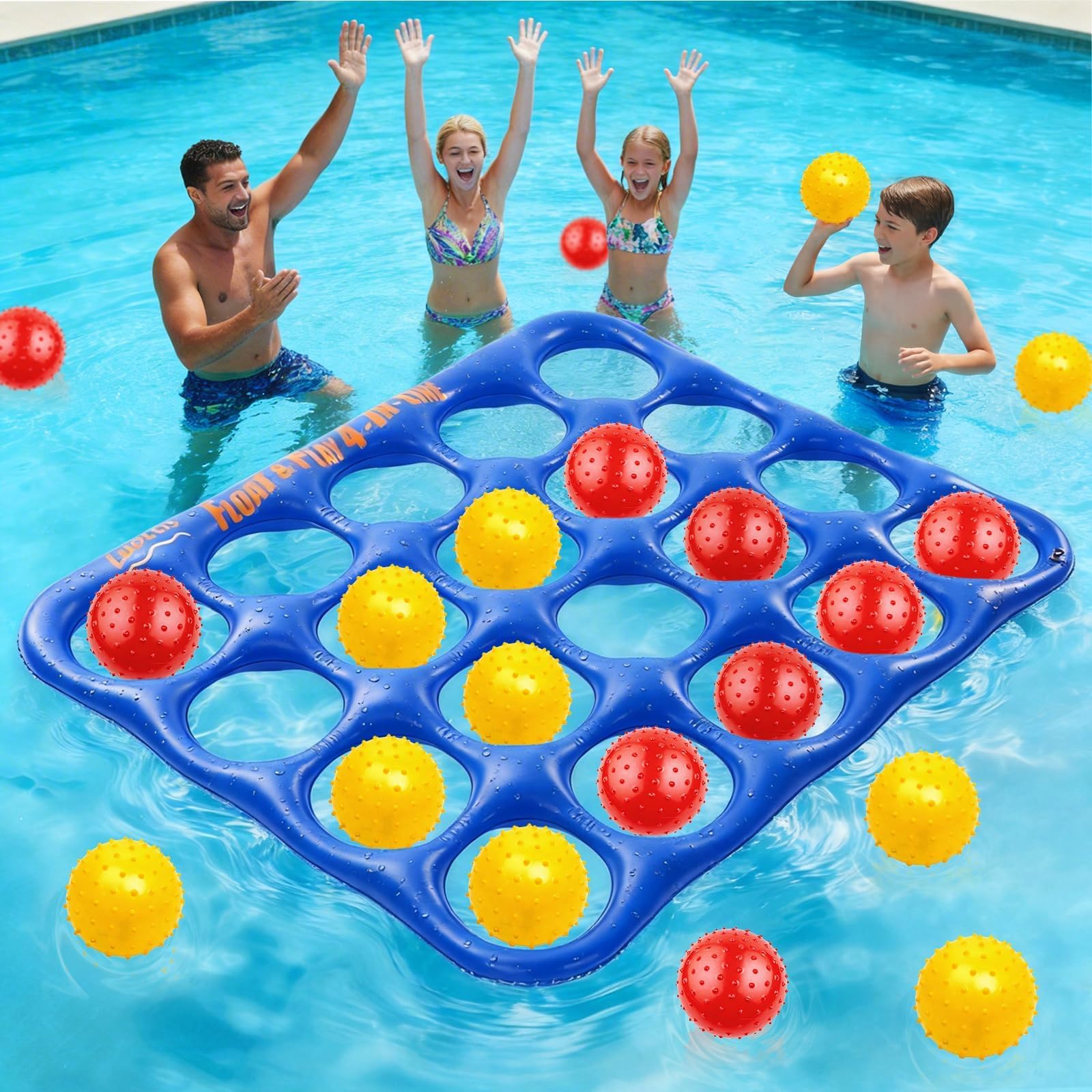 Photo 1 of Inflatable 4-in-line Pool Toy, Giant 4-in-a-Row Toss Pool Game 20 Balls