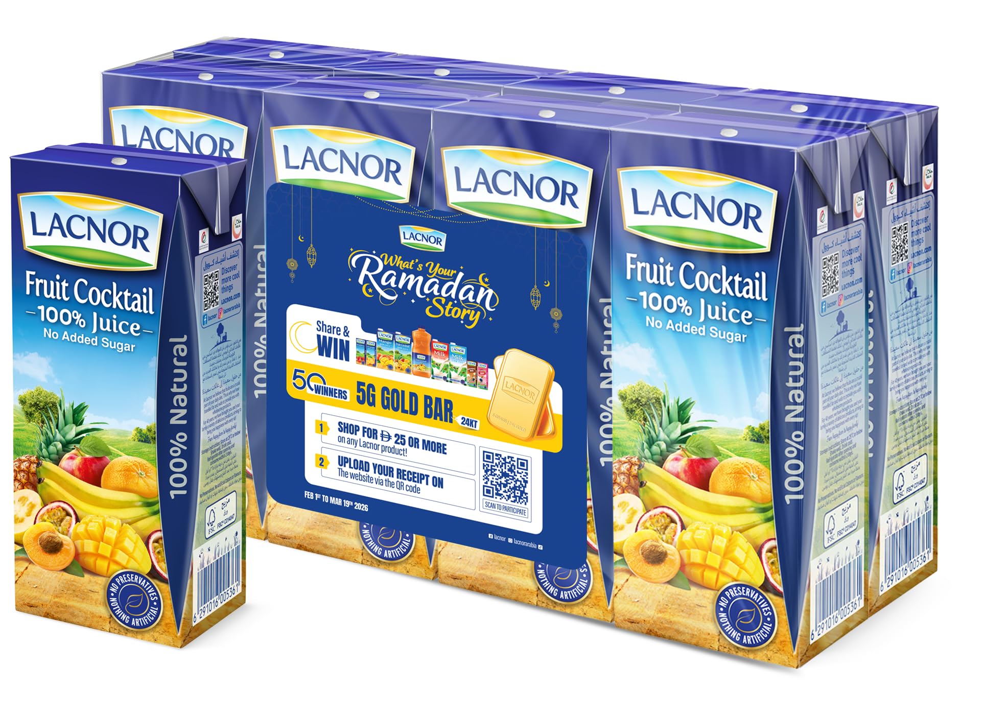 Essentails Fruit Cocktail 100% Juice, No Added Sugar, No Preservative, 180ML Pack of 8