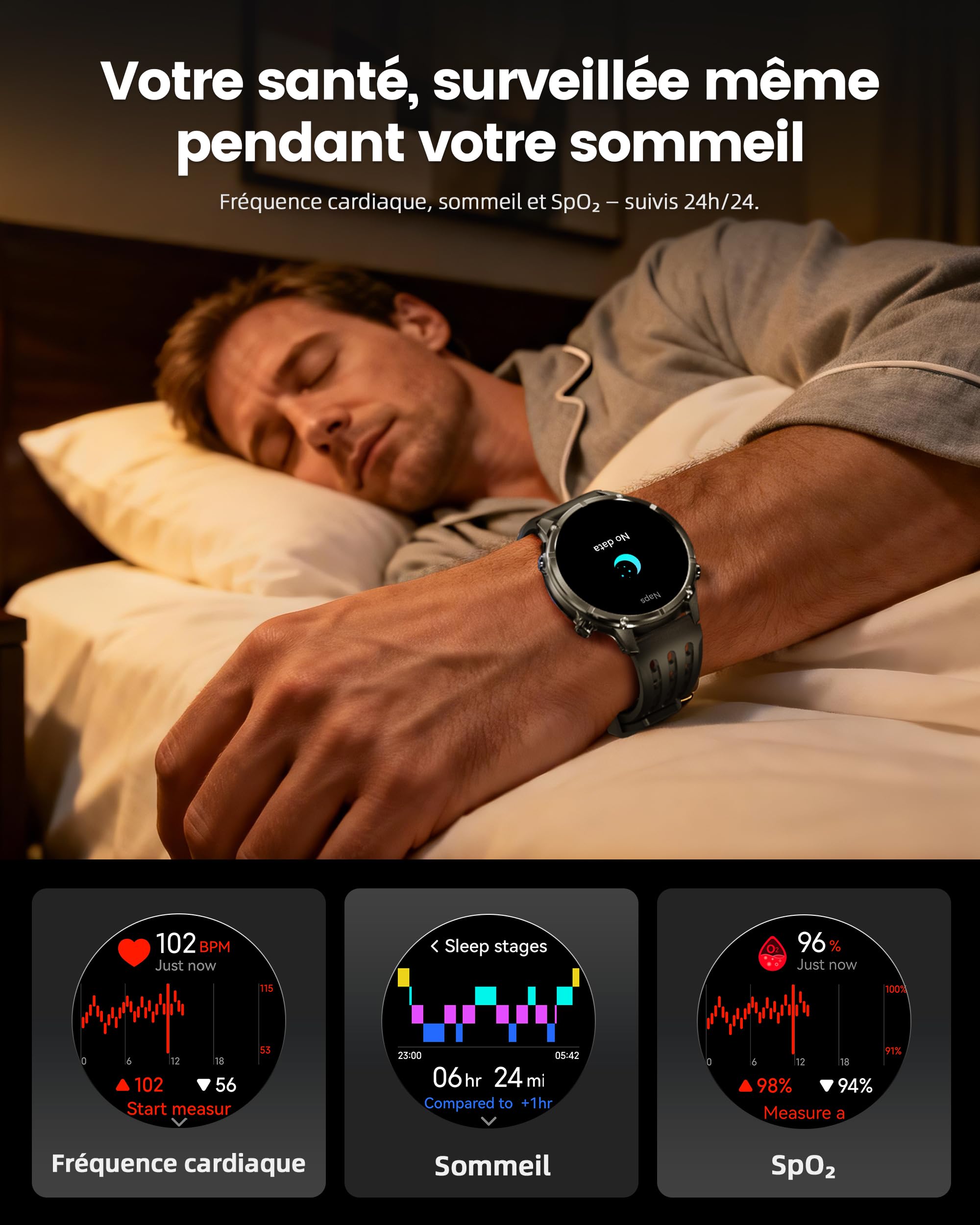 WalkerFit Smartwatch Uomo GPS 2025, Display AMOLED 1,43", Orologio Sport con Chiamate Bluetooth, Impermeabilità 5ATM, Autonomia Prolungata, 170+ Modalità Sport, Compatibile Android iOS (Nero)