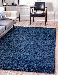 Unique Loom Solid Shag Collection Area Rug (8' x 10' Rectangle, Sapphire...