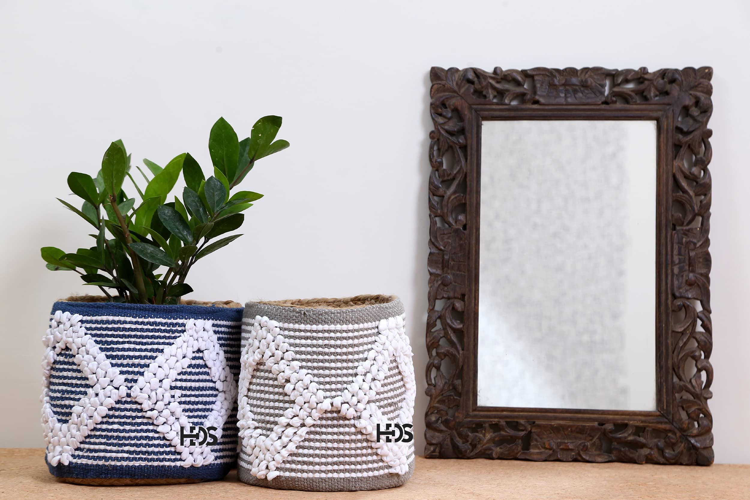Home Decorz Store, Boho Set of 2 Grey Cotton & Jute Planter, Beautiful Planter Basket, Height 20 cm(8 inch), Width 20 cm(8 inch) (B083BWCTP9) Amazon Price History, Amazon Price Tracker