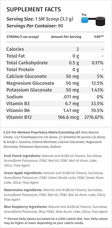 Metabolic Nutrition | ESP - Stimulating Pre Workout, Pre Intra Workout Supplement | Energy & Endurance Stimulating | Natural, Safe & Mental Focus | ...