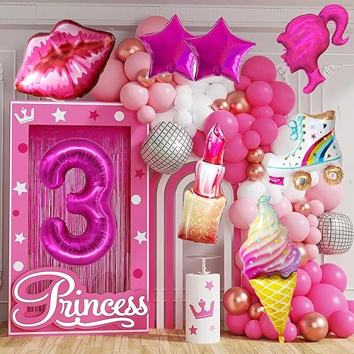 Miniatura 2 de 8 globos rosados para decoraciones de fiesta, globos rosa intenso para muñecas de princesa rosa, fiesta temática de cumpleaños, baby shower,
