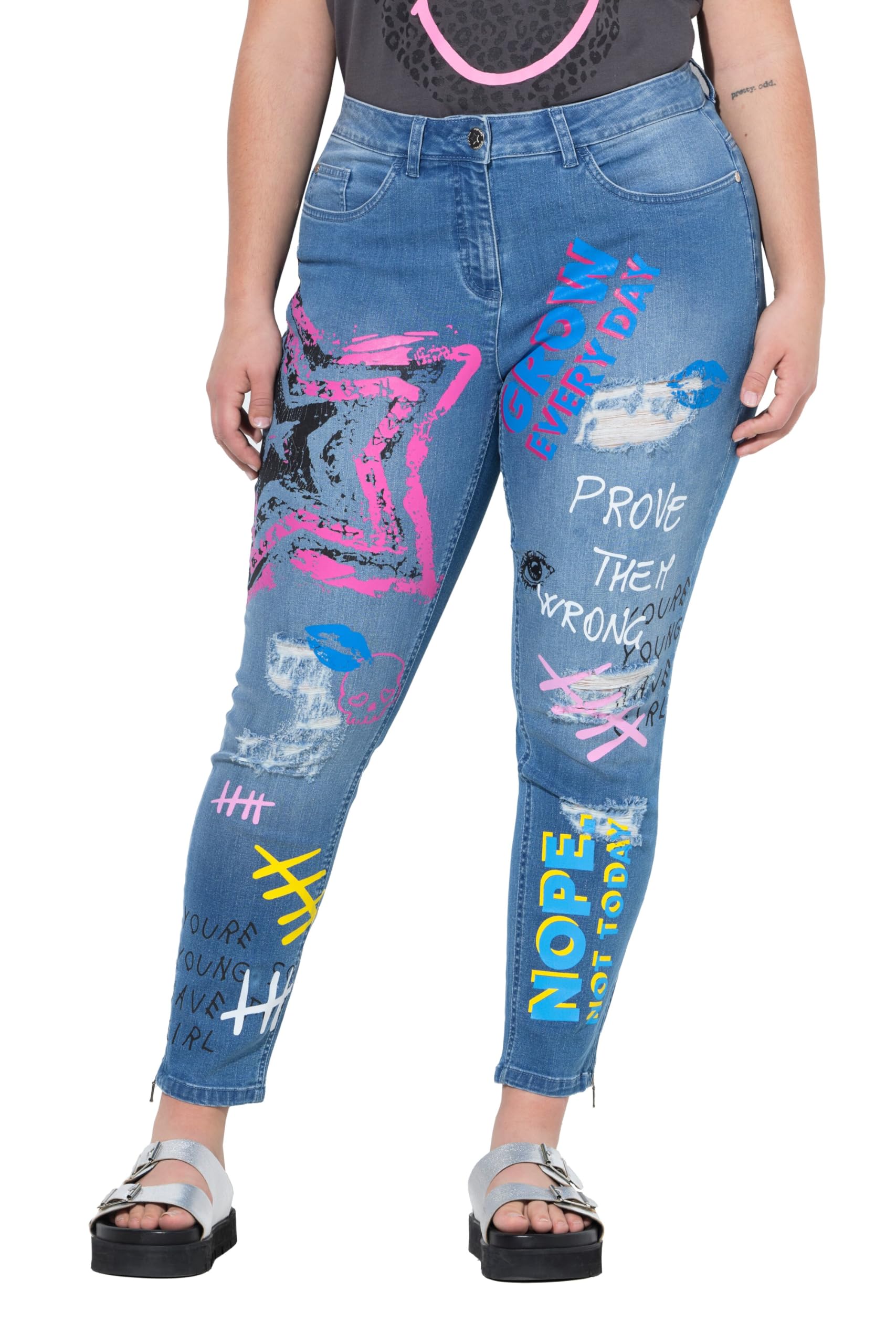 Angel of Style Damen große Größen Übergrößen Plus Size Jeans Irma, Slim Fit, Alloverdruck, 5-Pocket 842595