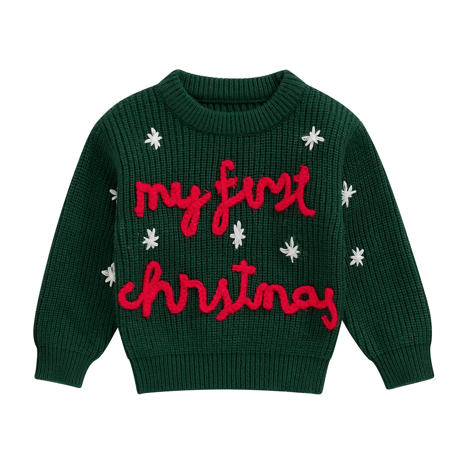 Geagodelia Maglione di Natale per Neonato Bambino Unisex Maglieria Natalizia a Maniche Lunghe in Cotone con Ricamo Regalo Bimbo Natale