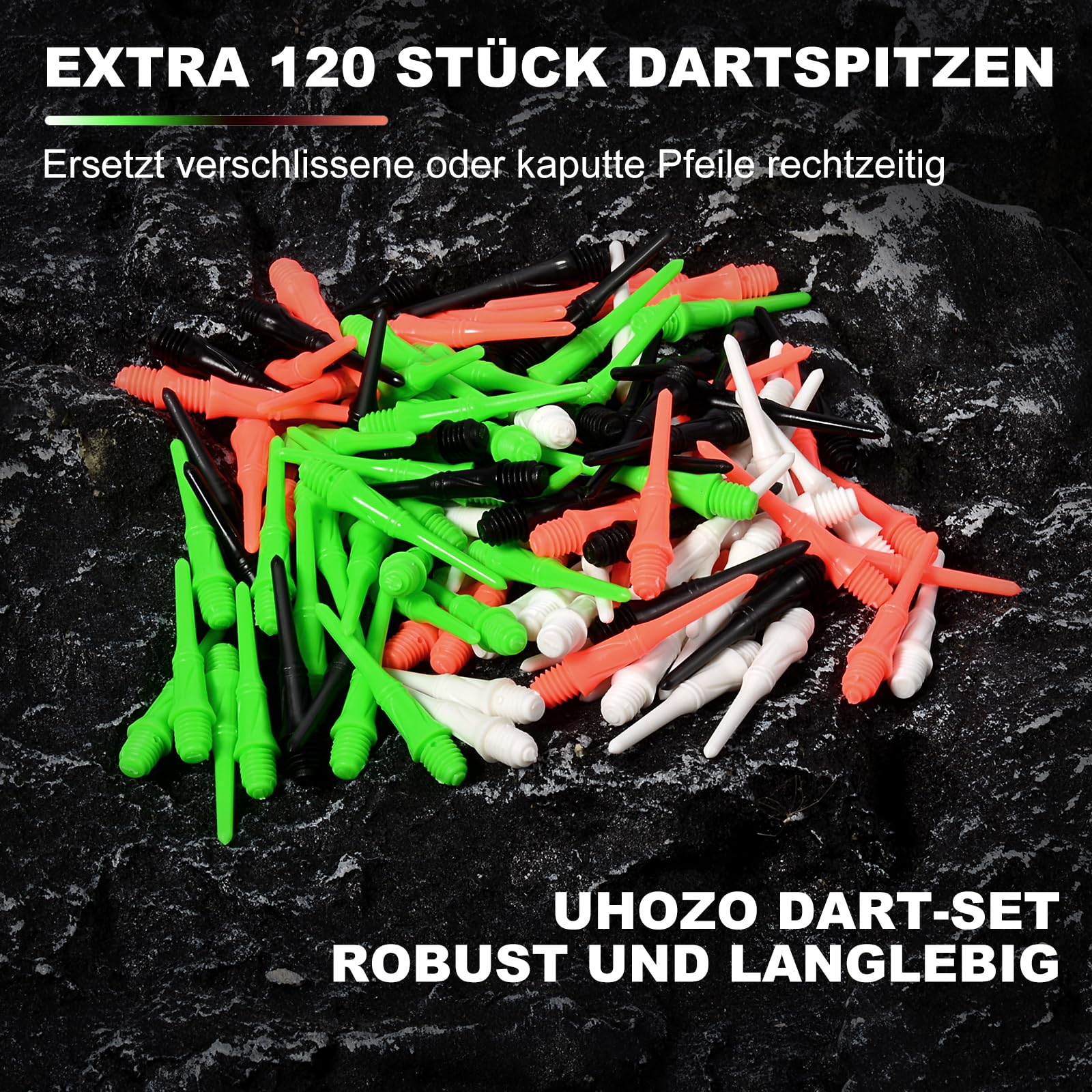 Dartpfeile Elektronische Dartscheibe,Dartpfeile Soft,Kunststoffspitze,12 Stück à 18 Gramm mit 120 Ersatzspitzen,6 Dartflügeln, Flight Protector, Aufbewahrungskoffer, Dart für elektronische Dartscheibe