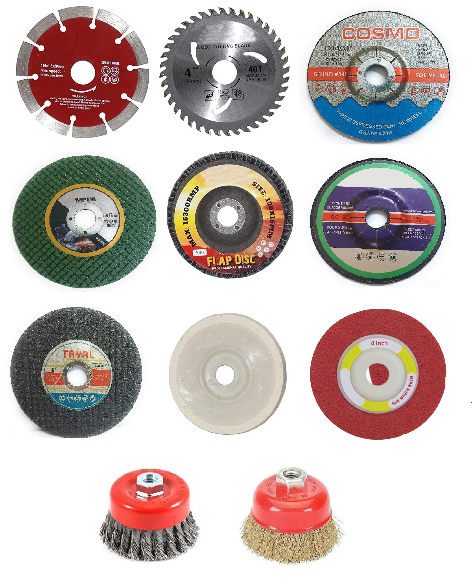 Gadget Deals Angle Grinder Accessories Wood & Marble Cutting Flap Discs Grinding Wheels (Set of 11 Tools) Power & Hand Tool Kit (B0C5MN39CH) Amazon Price History, Amazon Price Tracker
