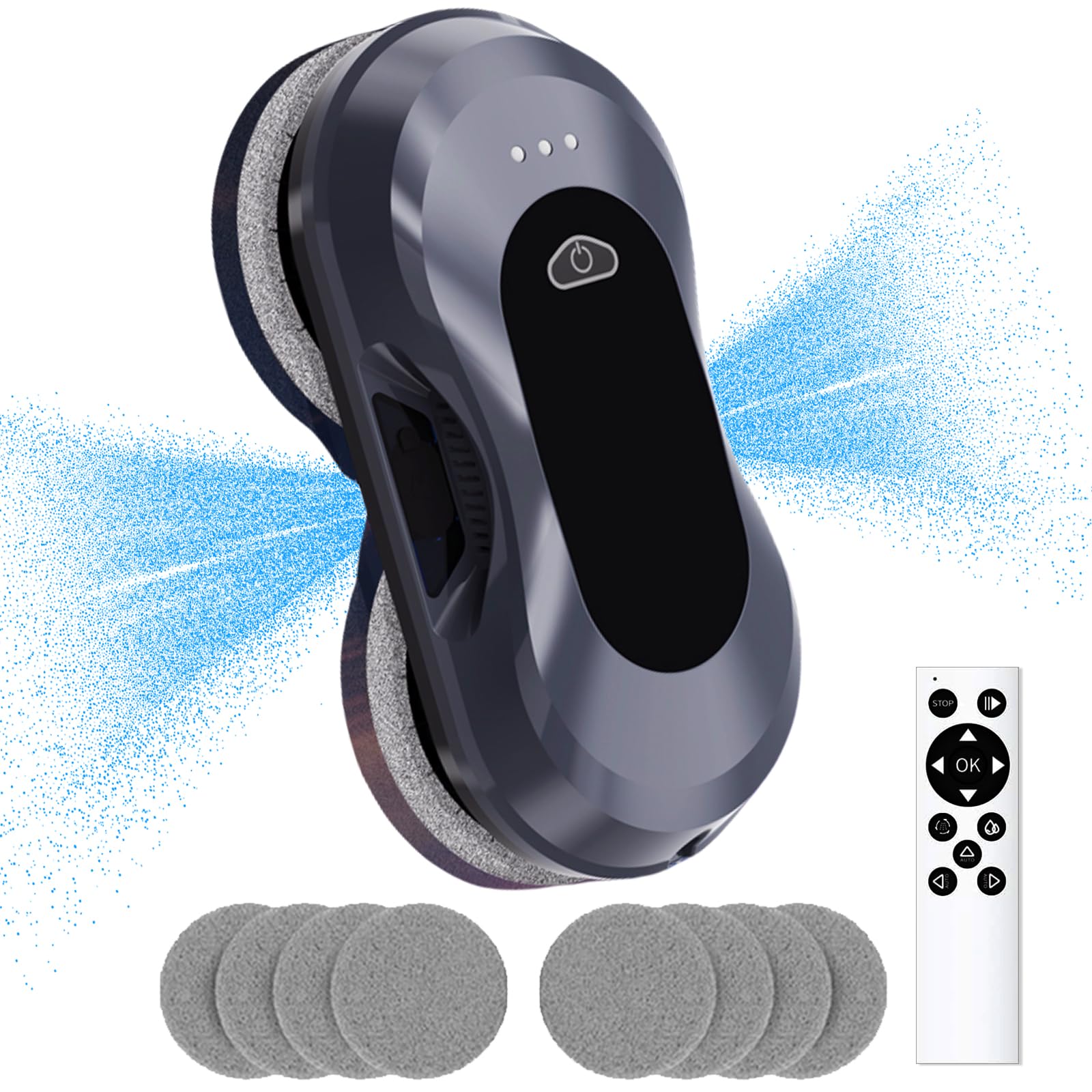 Memows Window Cleaner Robot, Automatic Window Cleaning Robot with Dual Water Spray, Electric Intelligent Robot Window Cleaner Glass Cleaning Inside/Outside, Window Washer Robot with Remote Control