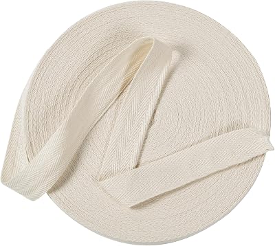 Cotton Twill Tape Ribbon 1/2 Inch Wide Tape Herringbone Webbing Roll Bias Binding Tapes for Sewing and DIY Crafts, Natural (Beige, 10 Yards)