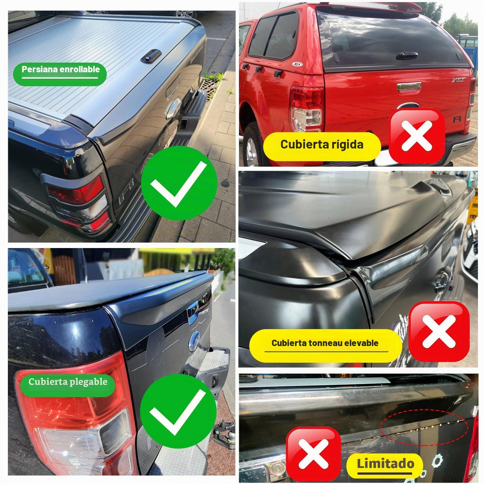 Protección de la Cubierta del portón Trasero Spoiler para Ford Ranger 2012-2022 Wildtrak Raptor T6 T7 T8 XL XLT XLS Platinum Limited MK1 MK2 MK3 ABS Negro Mate