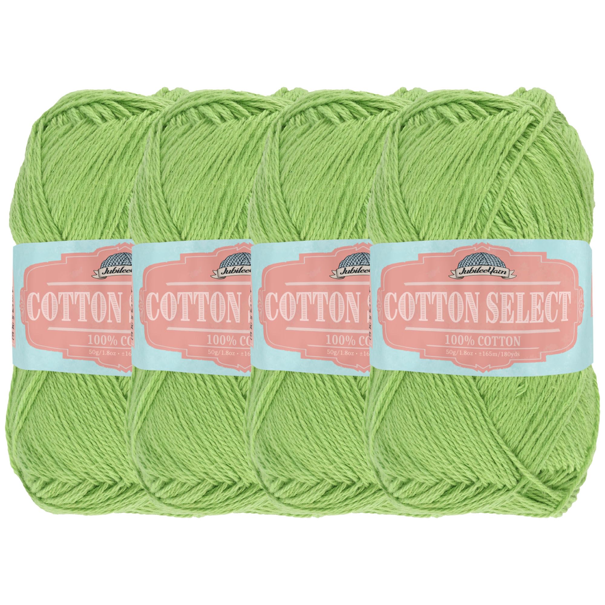JubileeYarn Cotton Select Yarn - Sport Weight - 50g/Skein - Limeade Green - 4 Skeins, 307 Limeade Green