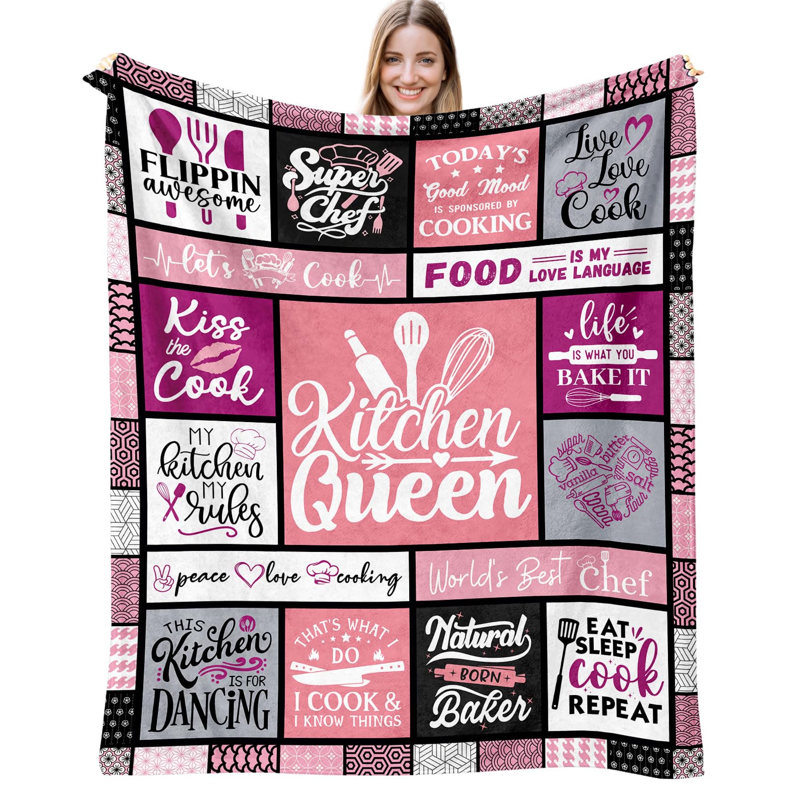 Christmas Chef Gifts for Women, Cooking Gifts for Women, Xmas Gifts for Chefs, Best Gifts for Cooking Lovers, Gifts for People Who Like to Cook, Chef Gift Ideas Throw Blanket 60"x50"