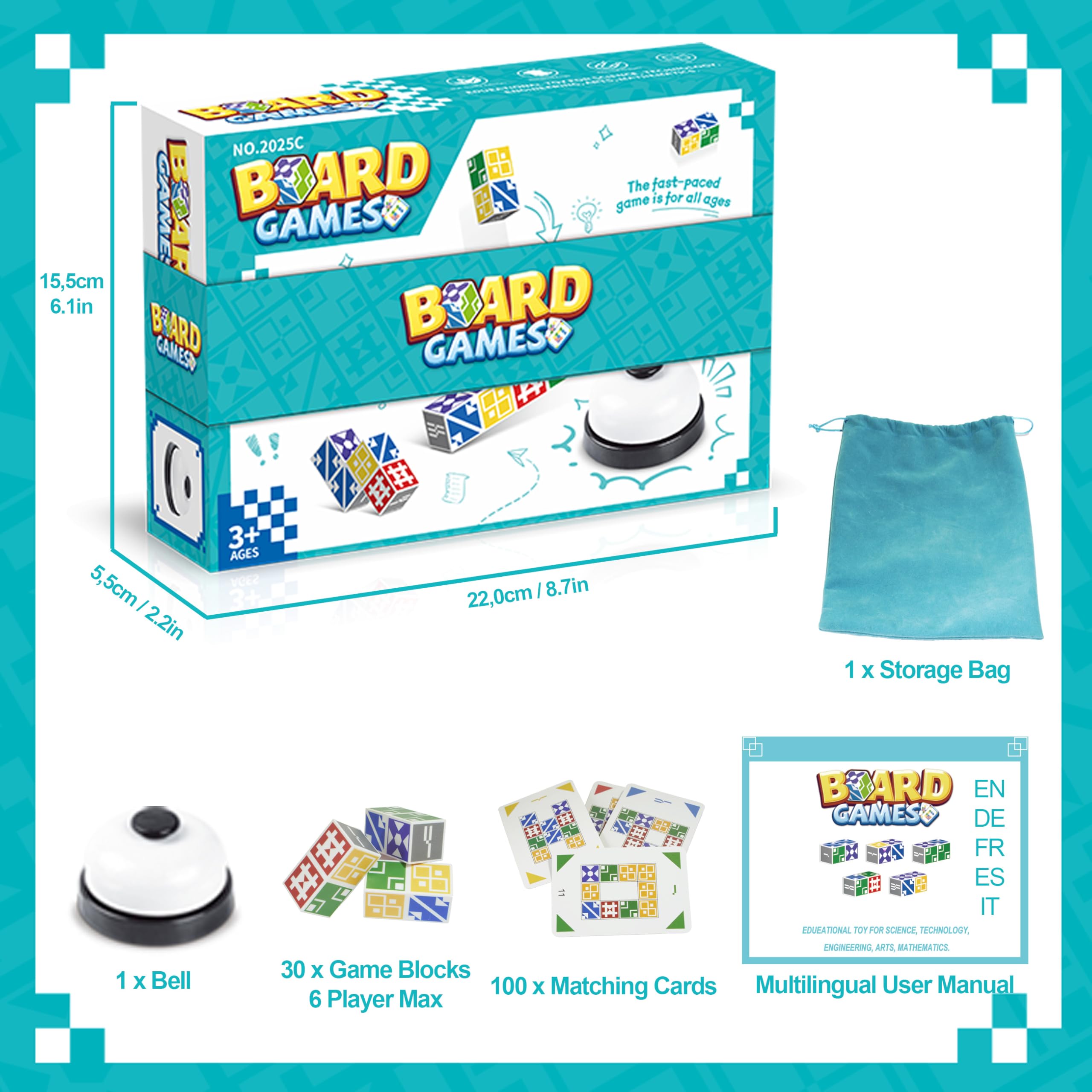 Giochi da tavola, Gioco Veloce di Abbinamento Blocchi per Fino a 6 Giocatori – Il Gioco da Tavolo Perfetto per Famiglia e Amici