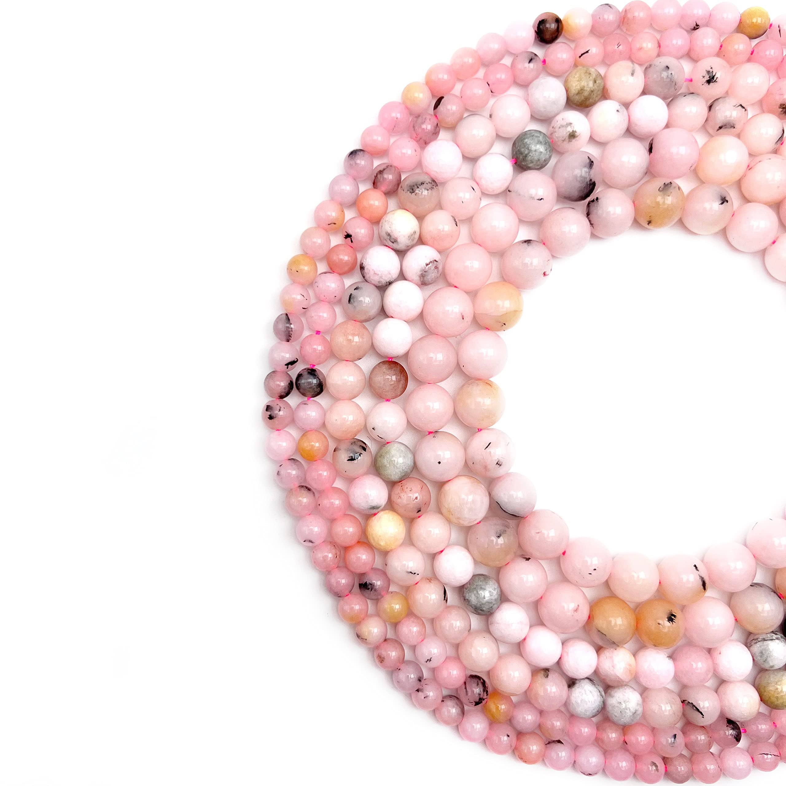 QiwanQiwan 6mm Natural Pink Australian Gemstone String of Jewellery Stones, Round Loose Beads for DIY Jewelry Making, 1 Strand/15 Inches