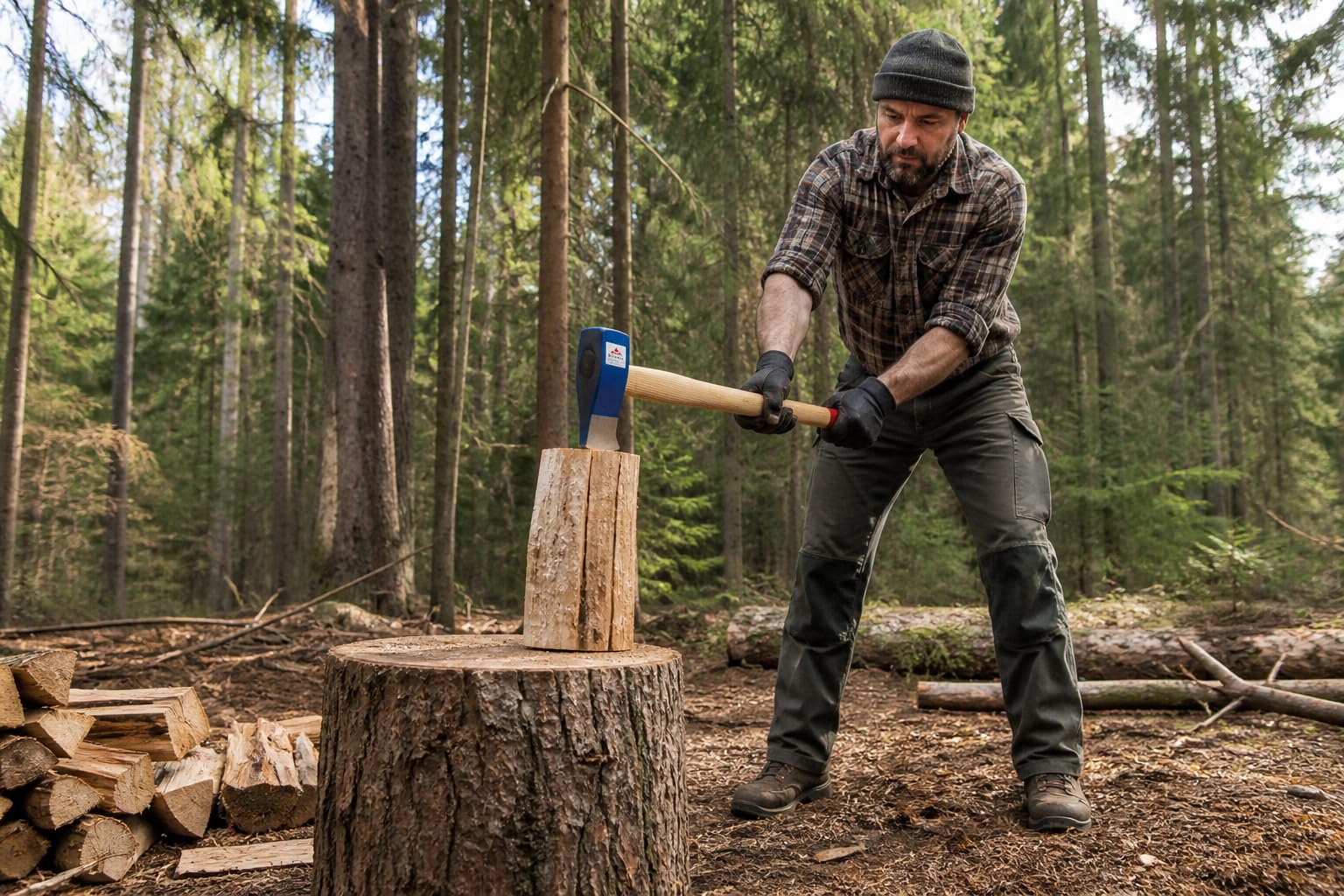 6729 Holzspalthammer 3500 g Kopfgewicht, 4500 g Gesamtgewicht, Eschenholzstiel 850 mm, geschmiedeter Spalthammer mit Wendenase zum Spalten und Einschlagen von Keilen im Holz
