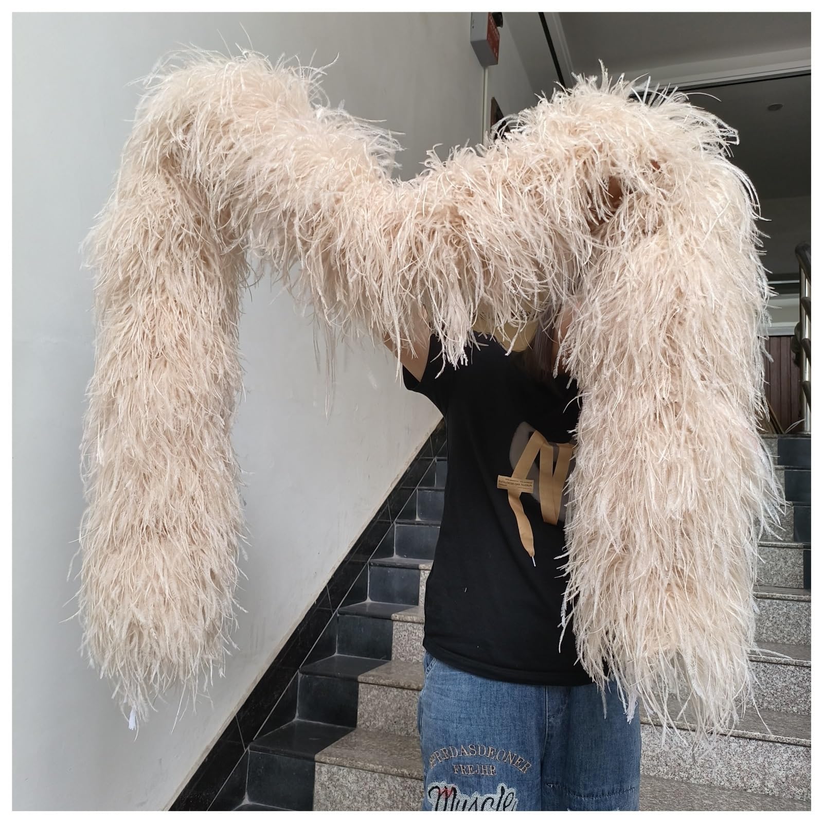 Boas à plumes Boa en plumes d'autruche moelleuses, écharpe de 2M Long for femmes, châle, Costume mariage, accessoires fête