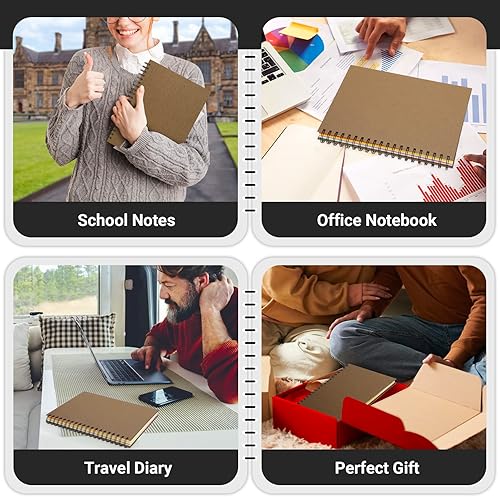 Miniatura 7 de EUSOAR Cuaderno de espiral de 5 materias, 3 piezas B5 de 7.3 x 10.2 pulgadas, bloc de escritura con rayas universitarias, tapa dura gruesa, 100 GSM,