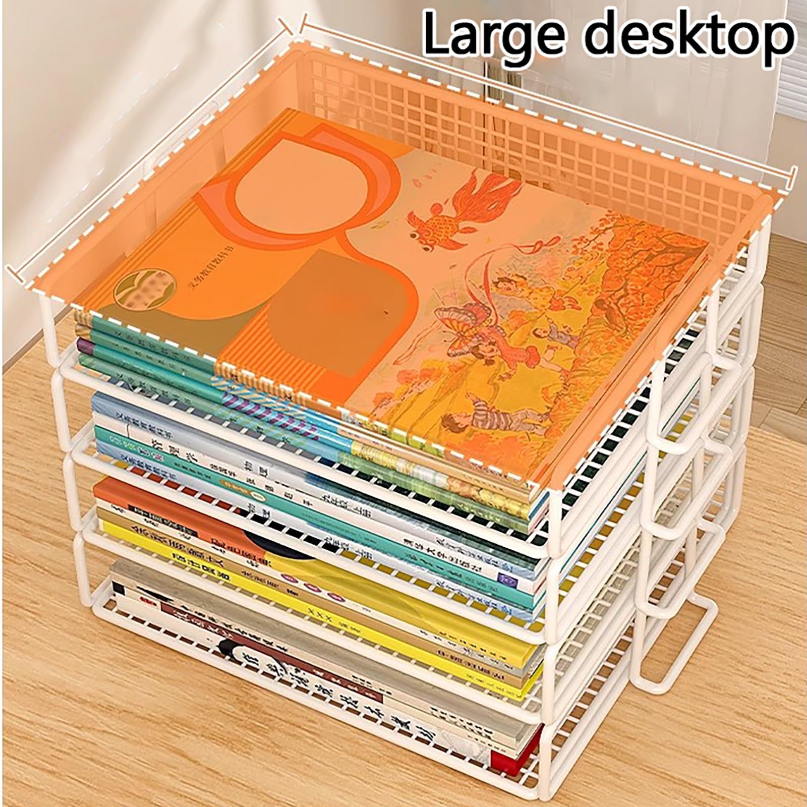 Organizzatore Per Mensole Da Scrivania, Portaoggetti Scrivania A Griglia Con Struttura In Metallo, Scrivania Da Tavolo Per Ufficio, Organizer Da Tavolo Per Dormitorio, Casa(Beige,30cm)