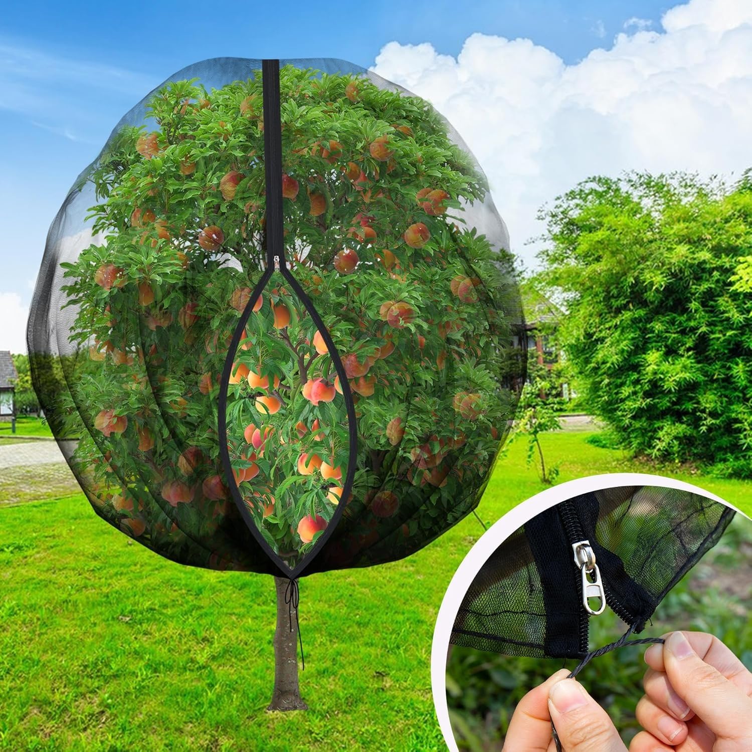 Red de árboles frutales grande con cremallera y cordón, malla transpirable, red de protección contra insectos para jardín, cubierta de plantas, protección para pájaros para proteger las frutas y