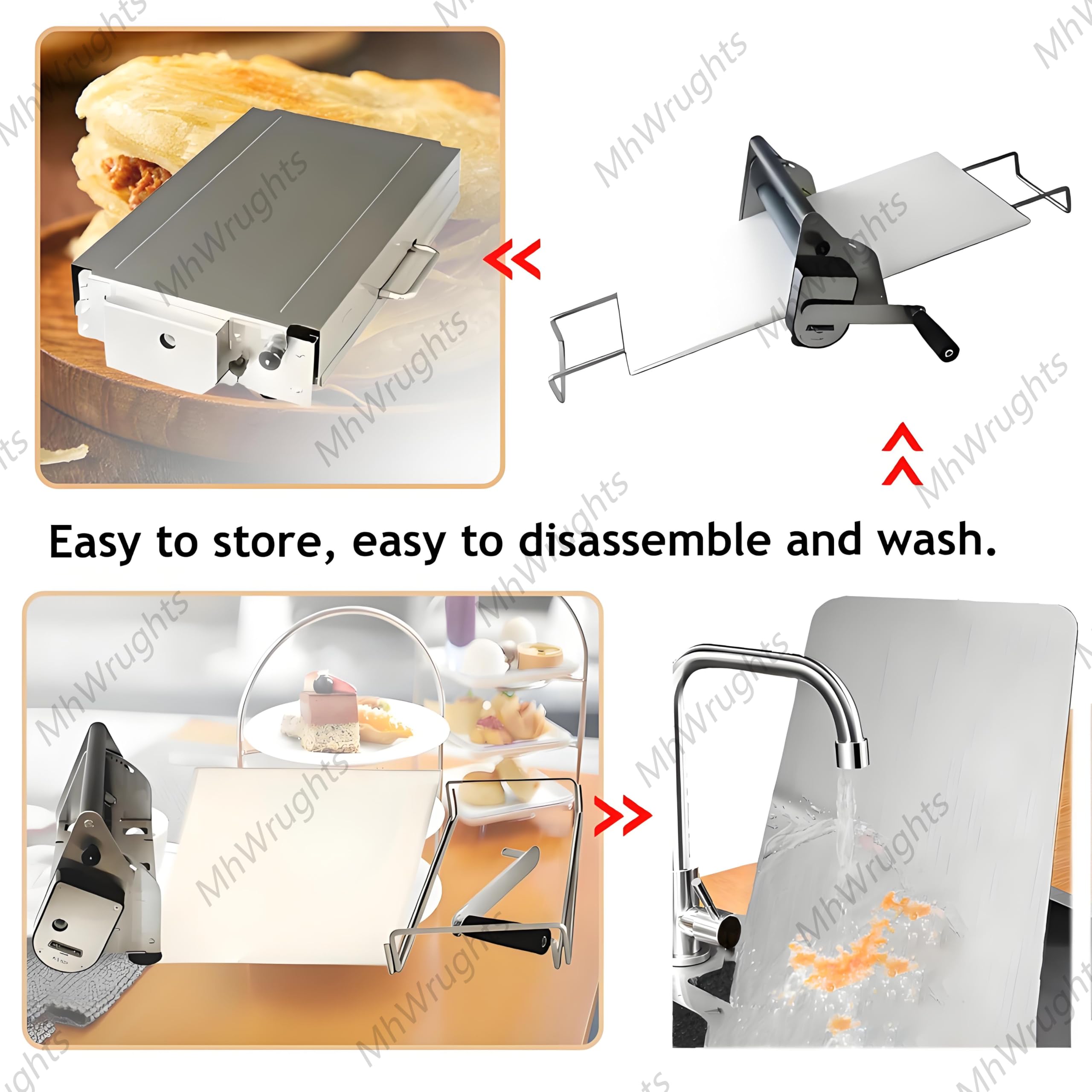 Máquina laminadora de masa plegable, laminadora manual de acero inoxidable, grosor ajustable, equipo de panadería comercial plegable