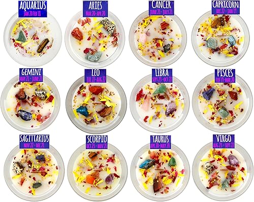 Miniatura 7 de DANCING BEAR Juego de caja de regalo de velas del zodiaco Sagitario con 3 cristales curativos y collar con soporte de piedra, 100% cera perfumada de