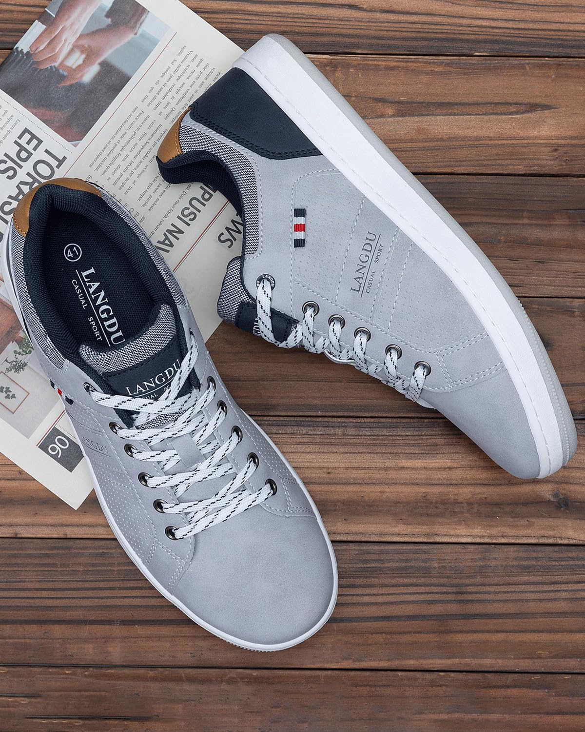 LANGDU Baskets Homme Chaussure Sneakers Marche Ville Casual Fitness Courtes Tennis Outdoor Business Chaussures Taille 41-46 EU
