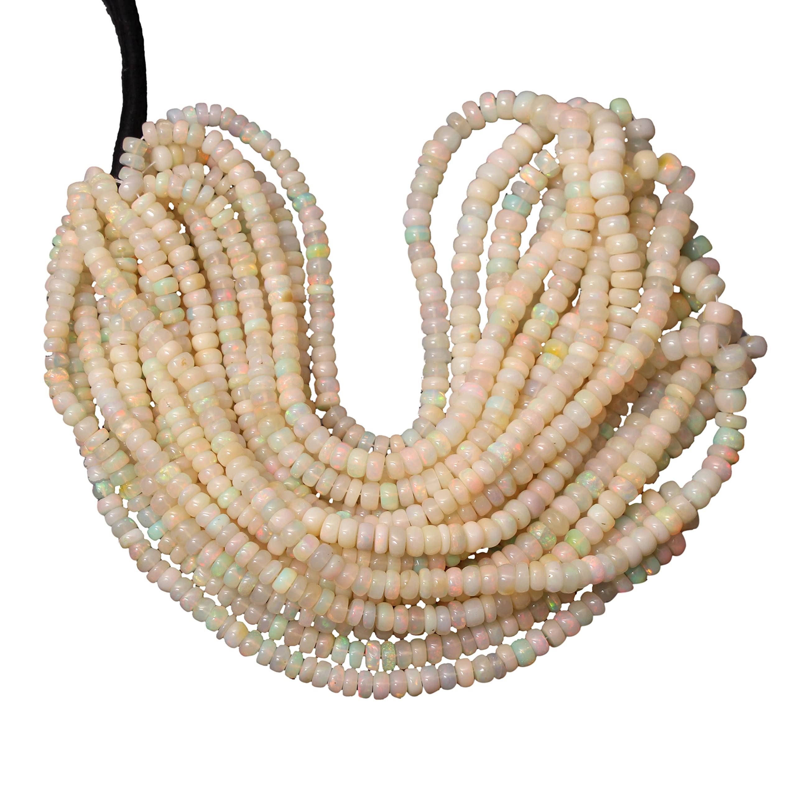 Natural Opal Crystal Beads, 5-7 mm Multi Fire Opal Beads, Ethiopian Opal Rondelle Beads 8 Inches by Gems Valley (AMB-5373)