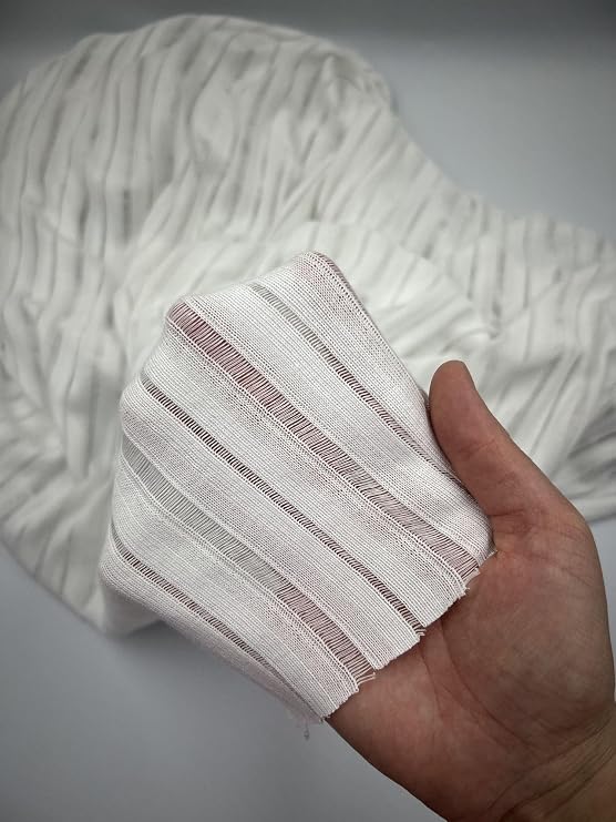 Beyaz Ajurlu Örme Kumaş – Çizgili Yazlık Plaj Giyimlik