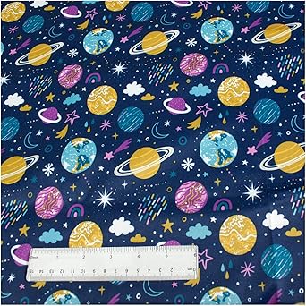 Polyurethane Laminate PUL Pre-Cut Fabric by the Meter. Waterproof and Breathable. Perfect for Cloth Diapers and Similar Projects. 2 Meter, Planets and Stars