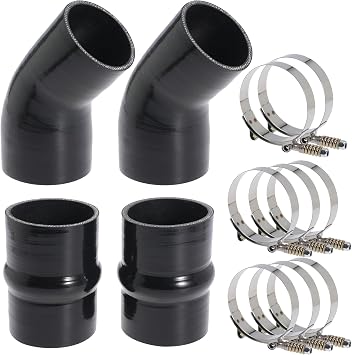 5.9L Silicone Intercooler Boot For Dodge Ram 2500 3500 For Ford F250 F350 For Silverado Sierra 2500 5.9L Cummins Diesel Heavy Duty Charge Air Cooler Hump Hose Bootwith T Bolt Clamp 1994-2002