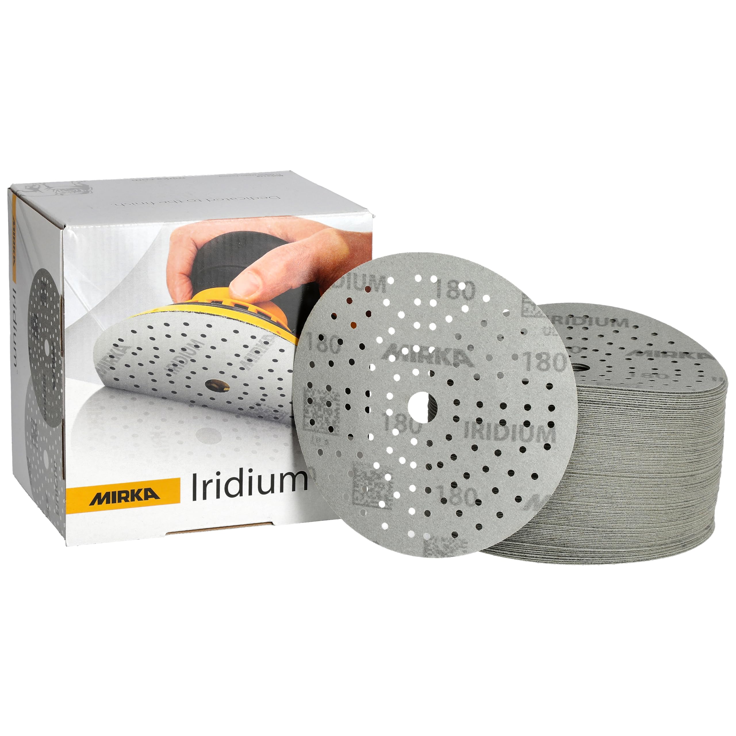 Mirka Iridium Premium Sandpaper 150mm Hook & Loop 180 Grit 100 pcs