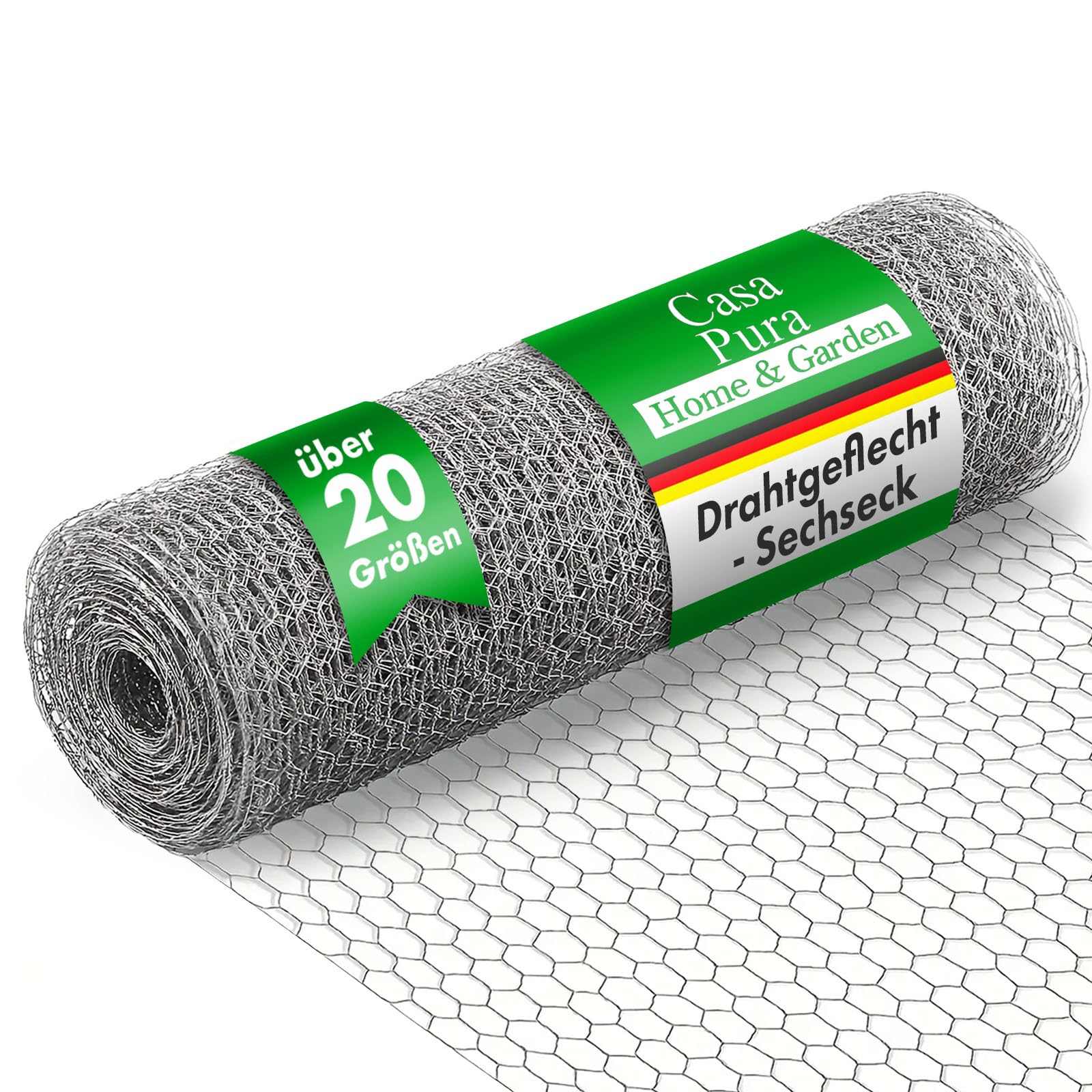 casa pura Maschendrahtzaun für Garten, Balkon und Kleintiere | Drahtzaun aus Sechseckdrahtgeflecht mit Maschenweite 25 mm | verzinkt | viele Größen | 50cm x 25m
